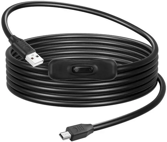 Main image of USB-A to Mini USB Cable with On Off Switch Type A Male to Mini B Cable Data Charging Switch Cord for PC, Laptop, Car Dash Cam, Digital Camera (2m-(Straight Angle))