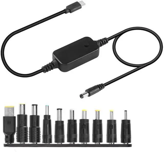 Main image of 1.6FT USB C to DC PD Adapter Cable with 10 Connecor Tips,Type-C to DC Power Cable Output Adjustable Voltage 5V-9V-12V-15V-20V PD Fast Charging Cable