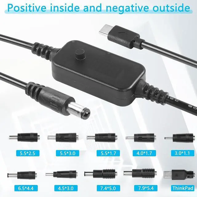 Alt view image 4 of 7 - 1.6FT USB C to DC PD Adapter Cable with 10 Connecor Tips,Type-C to DC Power Cable Output Adjustable Voltage 5V-9V-12V-15V-20V PD Fast Charging Cable