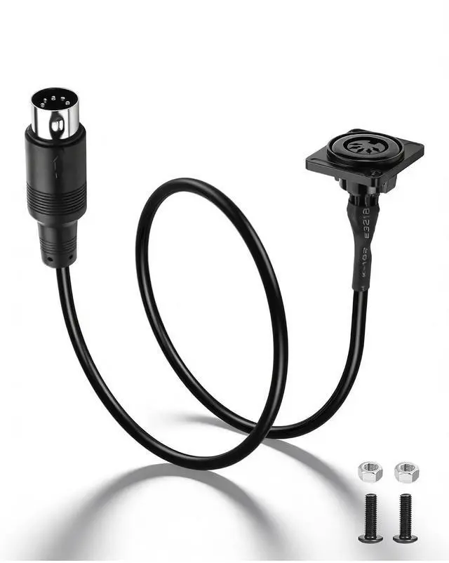 Main image of 5 Pin DIN MIDI Extension Cable, Panel Mount D-Type Female to Male 5-Pin MIDI Audio Adapter for Keyboard, Synthesizer, Pedalboard, Piano & Guitar - 1.64FT