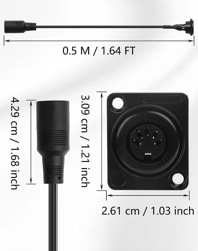 Alt view image 6 of 6 - 5 Pin DIN MIDI Extension Cable, Panel Mount D-Type Female to Female 5-Pin MIDI Audio Adapter for Keyboard, Synthesizer, Pedalboard, Piano & Guitar - 1.64FT