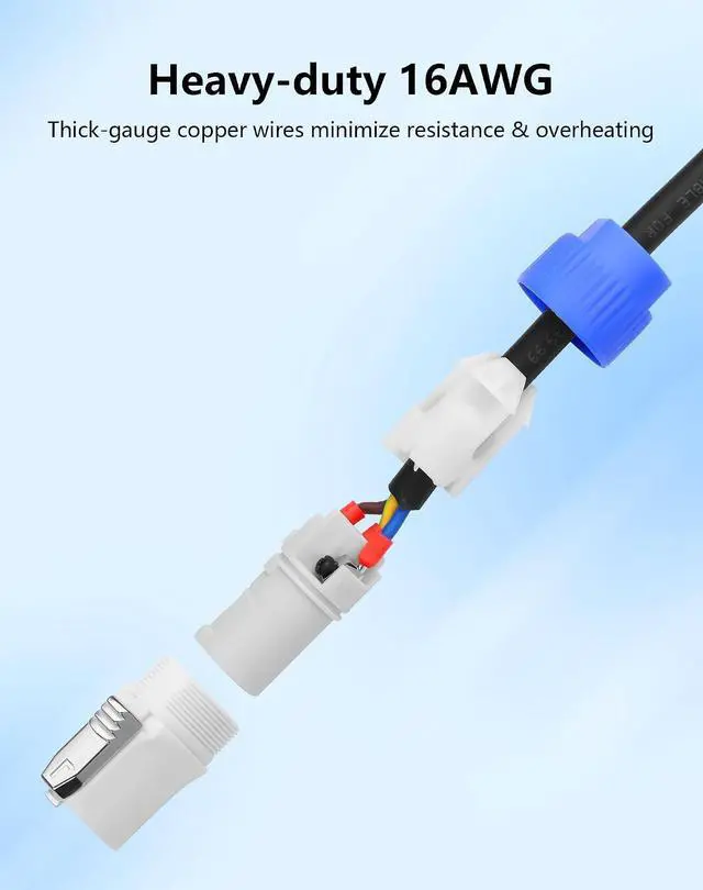 Alt view image 5 of 7 - PowerCon Power Cable, 16AWG AC PowerCon Input to PowerCon Output 3 Pin Power Extension Cable for Stage Lights, LED Screens, Moving Heads & Pro Audio and More (6.6ft/2m)