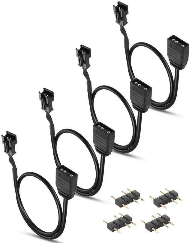 Main image of 4Pack 5V 3Pin ARGB Extension Cable, 5V 3-Pin to SM 3Pin Male Connector Adapter Cable, 5V 3-Pin Addressable ARGB Extension Cable for ARGB LED Series - 11.8inches