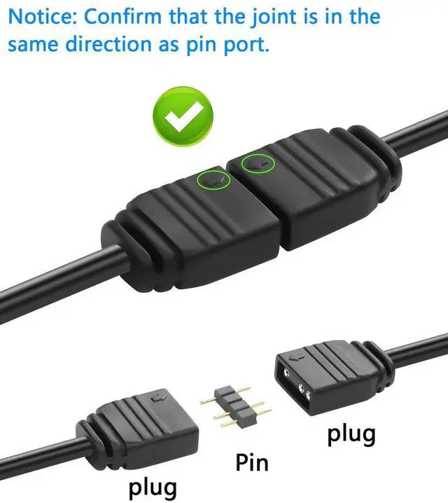 Alt view image 3 of 6 - 4Pack 5V 3Pin ARGB Extension Cable, 5V 3-Pin to SM 3Pin Male Connector Adapter Cable, 5V 3-Pin Addressable ARGB Extension Cable for ARGB LED Series - 11.8inches