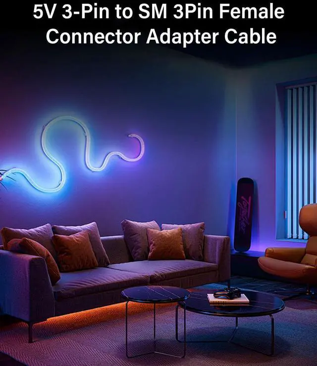 Alt view image 5 of 6 - 4Pack 5V 3Pin ARGB Extension Cable, 5V 3-Pin to SM 3Pin Male Connector Adapter Cable, 5V 3-Pin Addressable ARGB Extension Cable for ARGB LED Series - 11.8inches