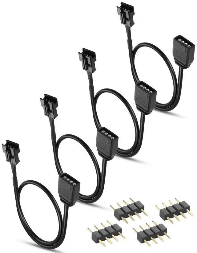 Main image of 4Pack 12V 4 Pin RGB Extension Cable, 12V 4 Pin to SM 4Pin Male Connector Adapter Cable, 12V 4-Pin Addressable RGB Extension Cable for PC RGB Fans, LED Series -11.8inches