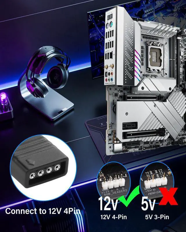 Alt view image 4 of 6 - 4Pack 12V 4 Pin RGB Extension Cable, 12V 4 Pin to SM 4Pin Male Connector Adapter Cable, 12V 4-Pin Addressable RGB Extension Cable for PC RGB Fans, LED Series -11.8inches
