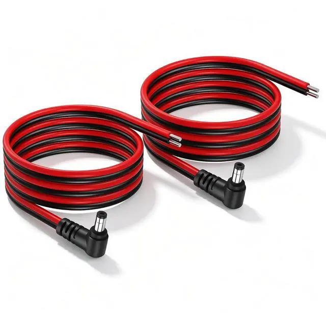 Main image of 2PCS Right Angle DC5521 Power Pigtails Cable,3.2 FT 14AWG 5.5mm x 2.1mm DC Male Bare Wire Open End Power Wire,DC Replacement Repair Cordfor CCTV Security Camera LED Strip Light Etc