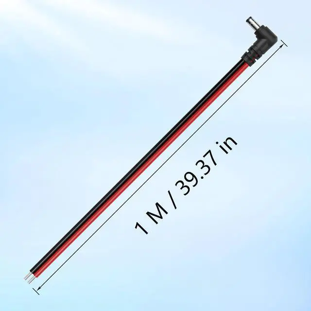 Alt view image 6 of 6 - 2PCS Right Angle DC5521 Power Pigtails Cable,3.2 FT 14AWG 5.5mm x 2.1mm DC Male Bare Wire Open End Power Wire,DC Replacement Repair Cordfor CCTV Security Camera LED Strip Light Etc