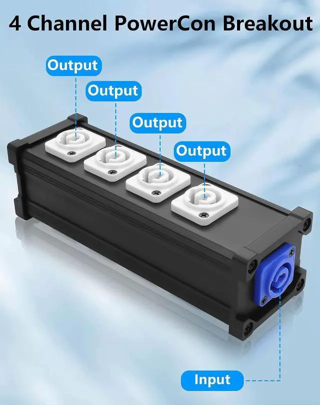 Alt view image 2 of 7 - 4 Channel Multi PowerCon Power Cable Breakout for Stage Lights, LED Screens, Moving Heads & Pro Audio and More