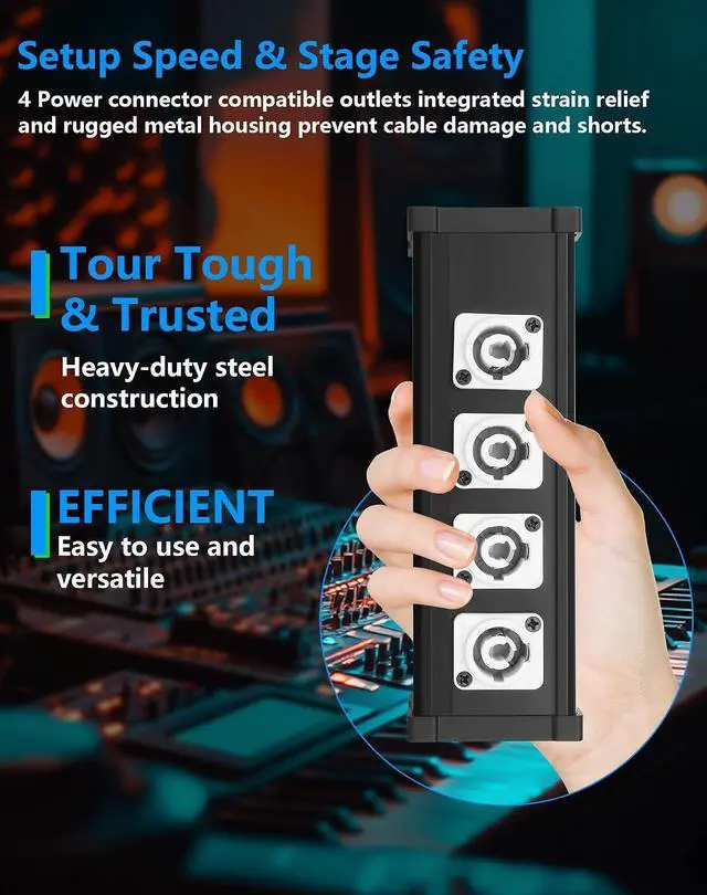 Alt view image 4 of 7 - 4 Channel Multi PowerCon Power Cable Breakout for Stage Lights, LED Screens, Moving Heads & Pro Audio and More