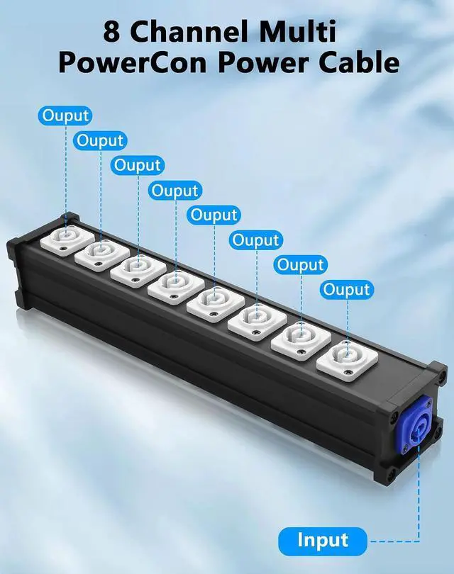 Alt view image 2 of 7 - 8 Channel Multi PowerCon Power Cable Breakout for Stage Lights, LED Screens, Moving Heads & Pro Audio and More