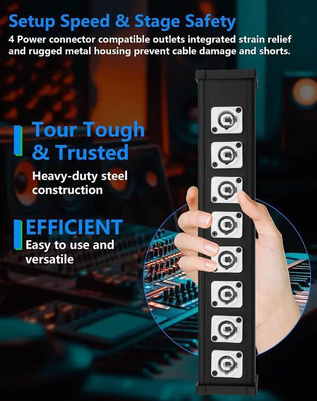 Alt view image 4 of 7 - 8 Channel Multi PowerCon Power Cable Breakout for Stage Lights, LED Screens, Moving Heads & Pro Audio and More