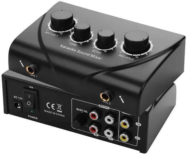 Main image of Karaoke Sound Mixer, Dual MIC Input with Echo Control Compatible with TV, Computer, Smartphone & Tablet for Home Karaoke Parties