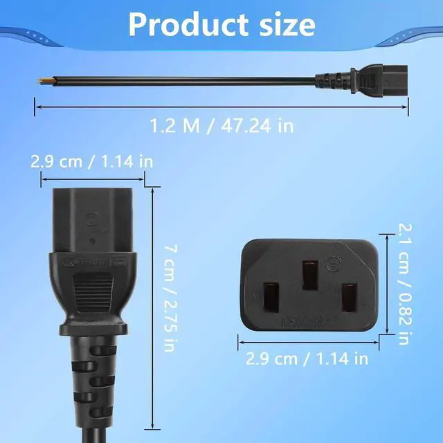 Alt view image 6 of 6 - 3.93FT IEC 320 C13 Female 3 Pin with Open Wiring Stripped, 18AWG C13 to Bare Wire Power Supply Heavy Duty Replacement Cable,Pigtail Open Cable (C13 Female - Straight)