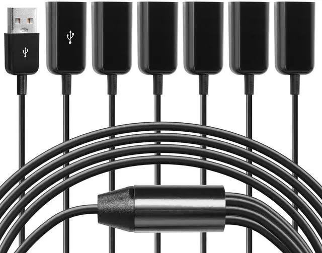 Main image of USB2.0 1 Male to 6 Female Splitter Y Cable USB Y Splitter Supports Data Transmission of U disks, Keyboards, and mice, and Power Supply for USB Devices Such as Low-Power Fans-1.65FT/50cm
