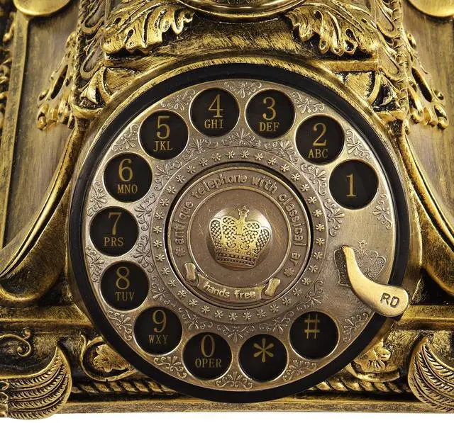 Alt view image 3 of 7 - Rotary Antique Telephone,Resin Imitation Copper Retro Landline Turntable Telephone Decoration Home Office Telephone(Copper Color-117AS)