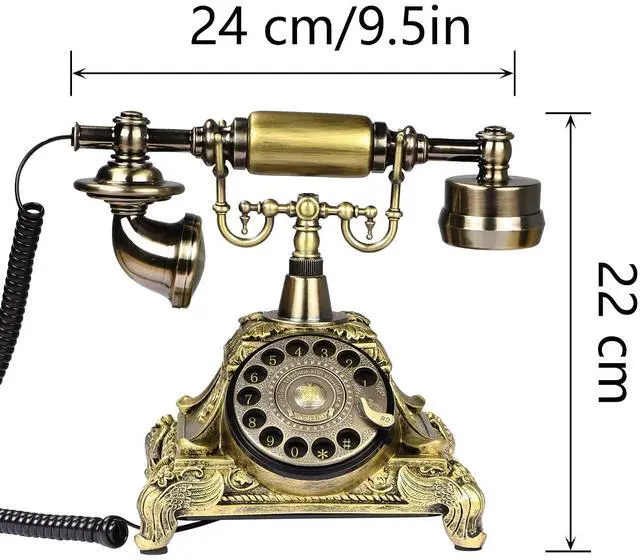 Alt view image 7 of 7 - Rotary Antique Telephone,Resin Imitation Copper Retro Landline Turntable Telephone Decoration Home Office Telephone(Copper Color-117AS)