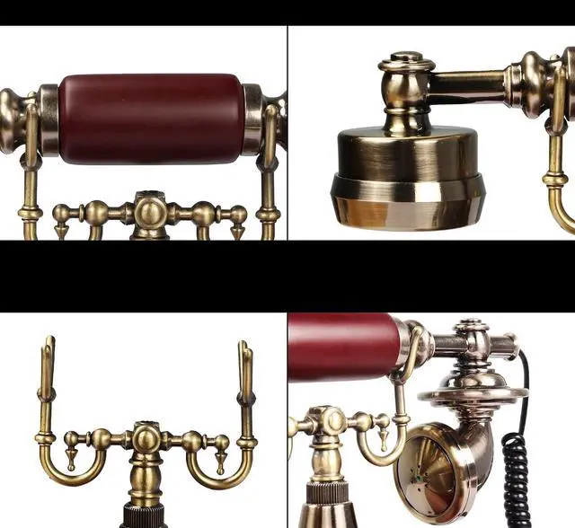 Alt view image 2 of 7 - Retro Landline Turntable Telephone, European Vintage Antique Style Fixed Telephone Decoration (Red color-201AS)