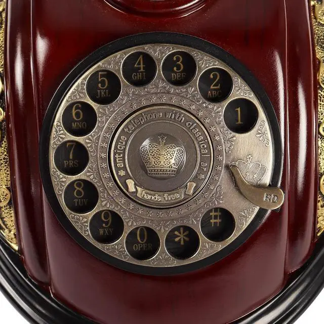 Alt view image 3 of 7 - Retro Landline Turntable Telephone, European Vintage Antique Style Fixed Telephone Decoration - Copper Color (116AS)