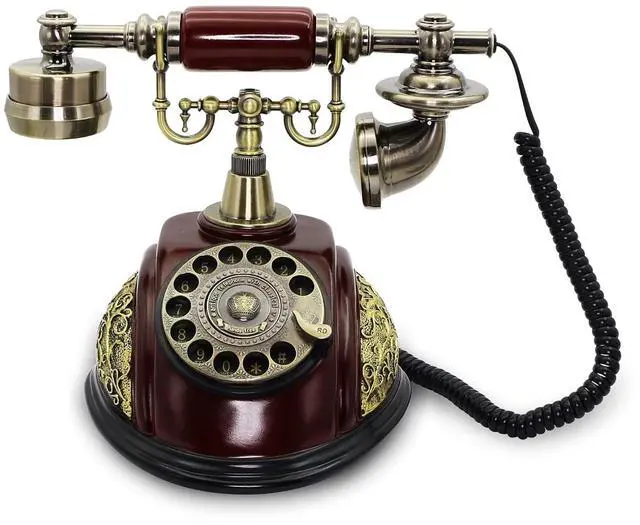 Main image of Retro Landline Turntable Telephone, European Vintage Antique Style Fixed Telephone Decoration - Copper Color (116AS)