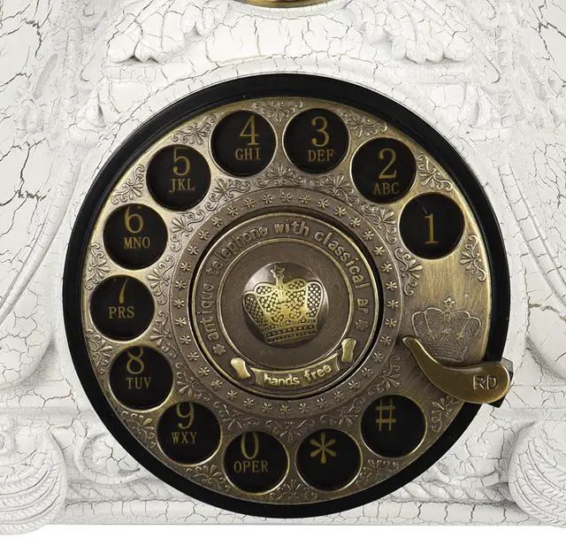 Alt view image 3 of 7 - Rotary Antique Telephone,White Retro Landline Turntable Telephone Decoration Home Office Telephone(White-117CS)