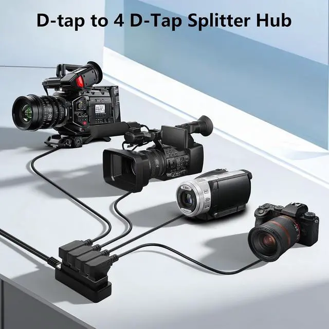 Alt view image 4 of 6 - 2FT D-tap Splitter Cable,D Tap Male to 4 Port DTap Female Splitter Hub Power Cable,P-tap Splitter Adapter,for V-Mount Camera Battery