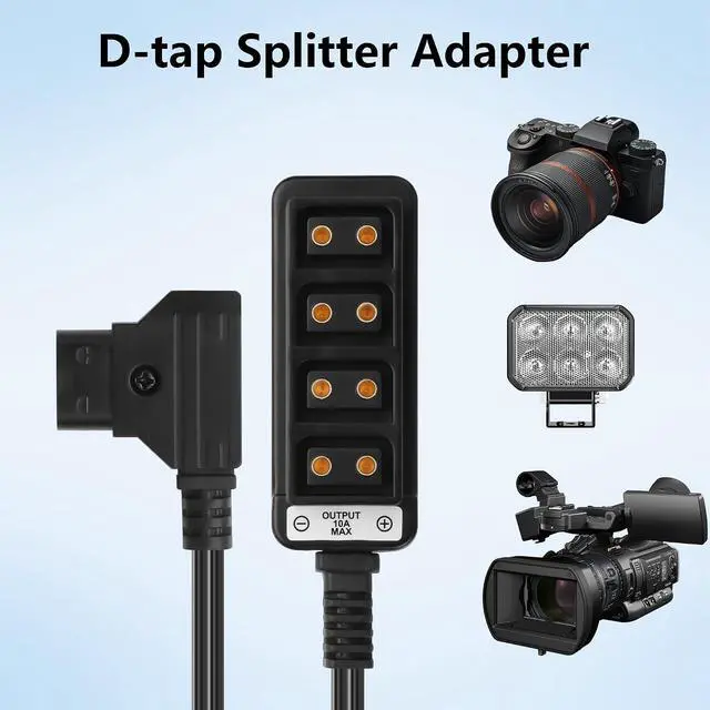 Alt view image 5 of 6 - 2FT D-tap Splitter Cable,D Tap Male to 4 Port DTap Female Splitter Hub Power Cable,P-tap Splitter Adapter,for V-Mount Camera Battery