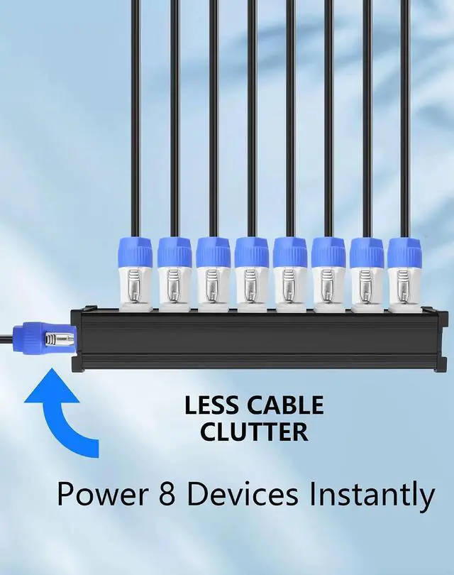 Alt view image 3 of 7 - 8 Channel Multi PowerCon Power Cable Breakout for Stage Lights, LED Screens, Moving Heads & Pro Audio and More