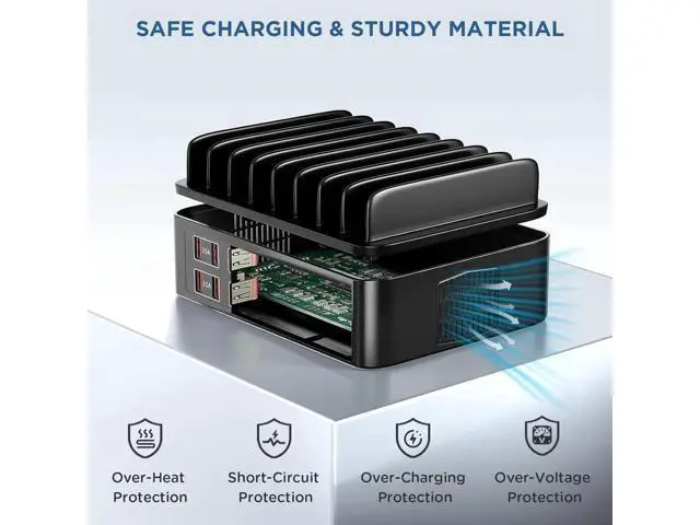 Alt view image 3 of 6 - 150W USB Charging Station for Multiple Device, 16 Ports USB Multi Charger Station with Fast Charging, Cellphone Charging Station for A-p-p-l-e Devices Fire Tablets i-P-hone Android Smartphones