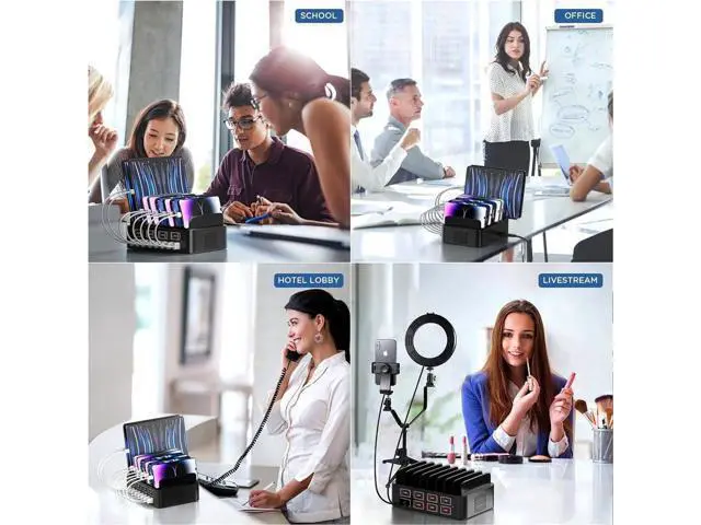Alt view image 5 of 6 - 150W USB Charging Station for Multiple Device, 16 Ports USB Multi Charger Station with Fast Charging, Cellphone Charging Station for A-p-p-l-e Devices Fire Tablets i-P-hone Android Smartphones