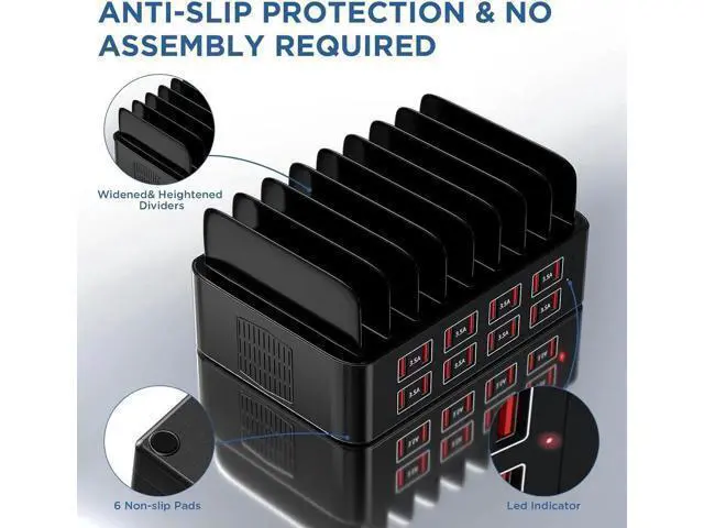 Alt view image 6 of 6 - 150W USB Charging Station for Multiple Device, 16 Ports USB Multi Charger Station with Fast Charging, Cellphone Charging Station for A-p-p-l-e Devices Fire Tablets i-P-hone Android Smartphones