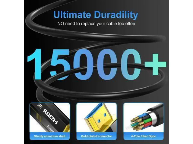 Alt view image 4 of 7 - AOMOPROING 8K Fiber Optic HDMI Cables 20Ft, 48Gbps Ultra High Speed HDMI 2.1 Cable, 8K@60Hz 4K@120Hz, HDR10 HDCP 2.2&2.3, Compatible for PlayStation 5 /Xbox PC HDTV, Male-to-Male Gold Plated Connector