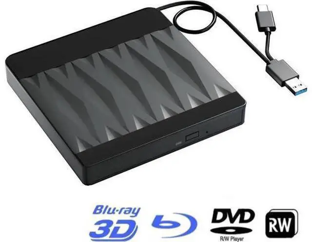 Main image of External Blu Ray Drive, USB 3.0 and Type-C External Blu Ray Burner Portable Blu Ray DVD/CD/BD Player, 3D Optical Bluray CD DVD Drive Compatible with Windows XP/7/8/10/11 MacOS Laptop Desktop
