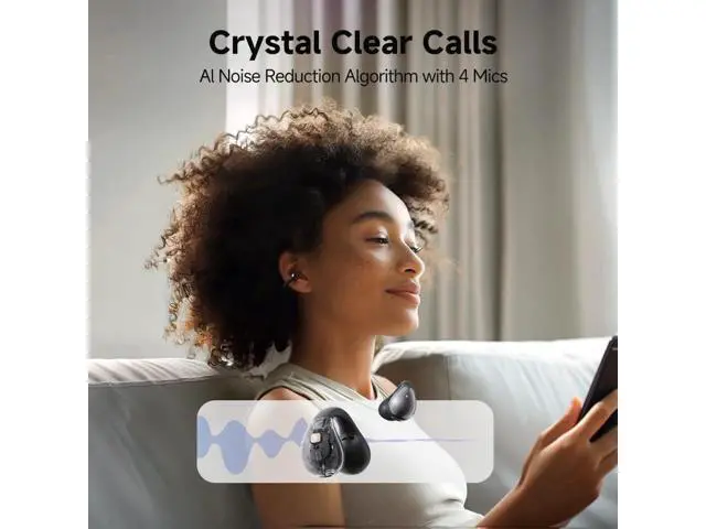 Alt view image 4 of 7 - QCY Crossky C30 Open Ear Headphones Wireless Bluetooth, Clip-On Earbuds with 4 ENC Noise Cancelling Mic, Stable Fit, Dual Connection, EQ Customized, Sports Earphones for Workout/Running