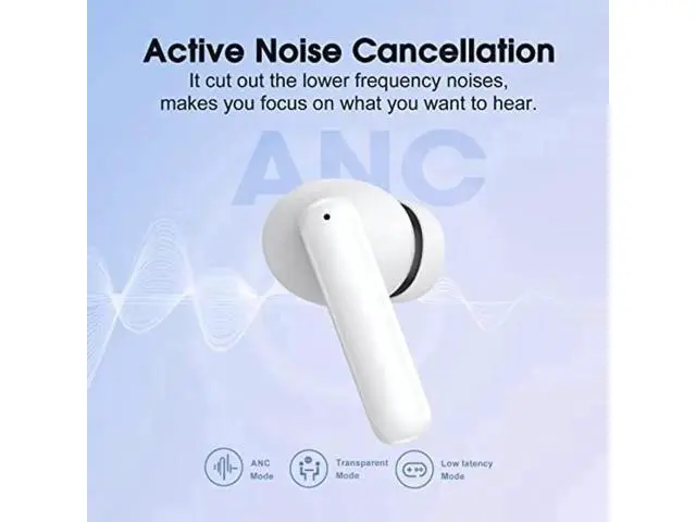 Alt view image 3 of 5 - QCY T13 ANC Active Noise Cancelling Wireless Earbuds, Bluetooth 5.3 Headphones with 30H Playtime Charging Case, IPX5 Waterproof Ear Buds for iPhone and Android, White