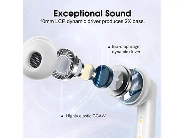 Alt view image 4 of 5 - QCY T13 ANC Active Noise Cancelling Wireless Earbuds, Bluetooth 5.3 Headphones with 30H Playtime Charging Case, IPX5 Waterproof Ear Buds for iPhone and Android, White