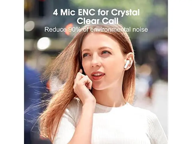 Alt view image 5 of 5 - QCY T13 ANC Active Noise Cancelling Wireless Earbuds, Bluetooth 5.3 Headphones with 30H Playtime Charging Case, IPX5 Waterproof Ear Buds for iPhone and Android, White