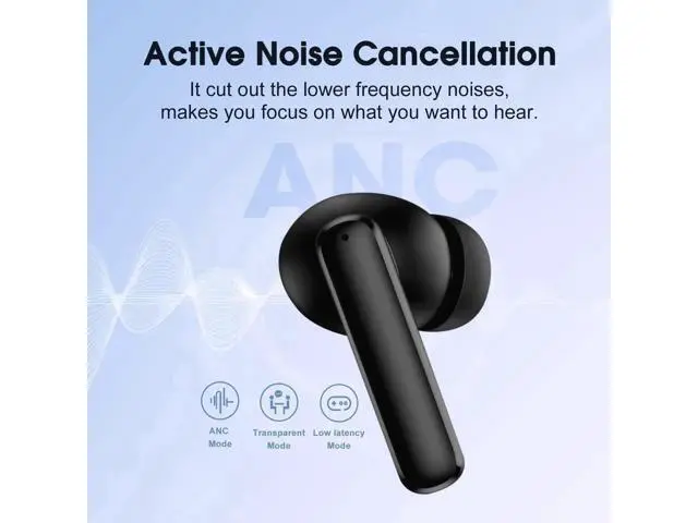 Alt view image 2 of 5 - QCY T13 ANC Active Noise Cancelling Wireless Earbuds, Bluetooth 5.3 Headphones with 30H Playtime Charging Case, IPX5 Waterproof Ear buds for iPhone and Android, Black