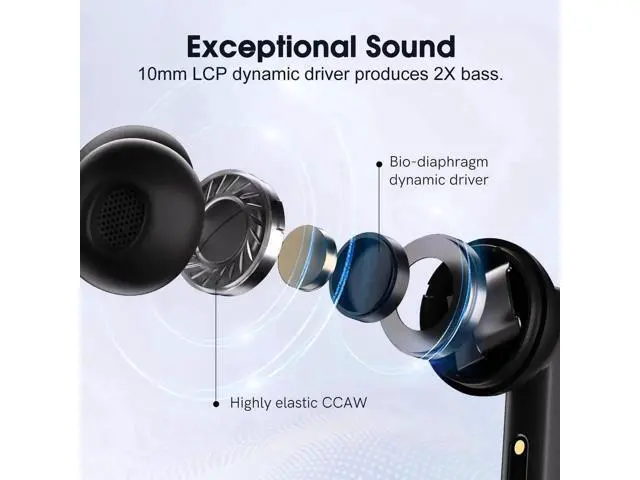 Alt view image 3 of 5 - QCY T13 ANC Active Noise Cancelling Wireless Earbuds, Bluetooth 5.3 Headphones with 30H Playtime Charging Case, IPX5 Waterproof Ear buds for iPhone and Android, Black