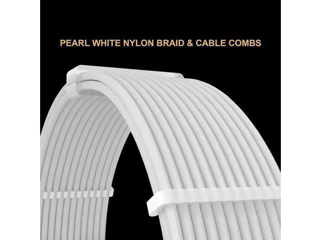 Alt view image 4 of 5 - Aomoproing White PSU Extension Cable Kit,Custom Sleeved Power Supply Cable Mod for PC Build 18AWG 24Pin ATX /8 (4+4) Pin EPS CPU Cable /8 (6+2) Pin PCI-E GPU PSU Cables 6PCS with Cable Comes