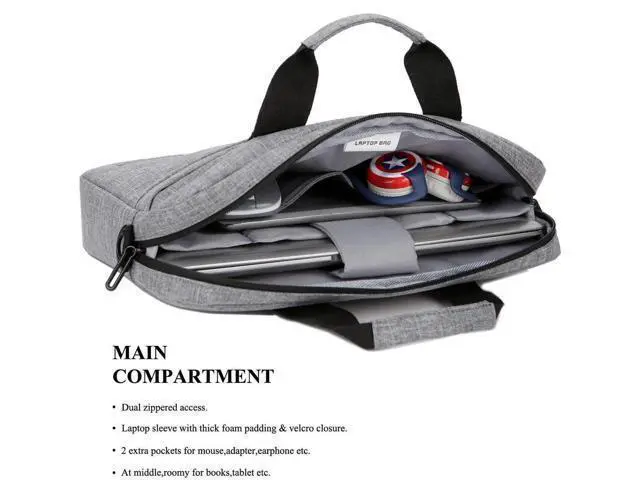 Alt view image 5 of 7 - 13.3 Inch Stylish Lightweight Business Laptop Shoulder Messenger Bag Briefcase Sleeve Case for 13-13.3 Inches Laptop/Notebook/MacBook/Ultrabook/Chromebook Computers Grey
