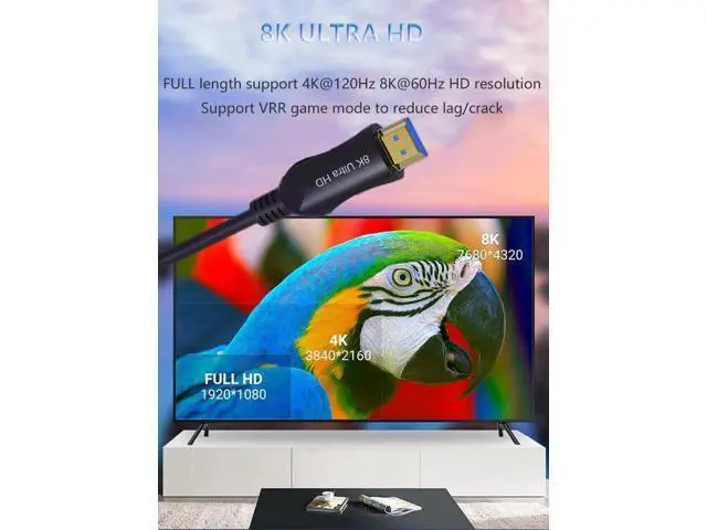 Alt view image 3 of 7 - 8K HDMI 2.1 Fiber Optic Cable 50ft, Ultra High Speed 48Gbps HDMI Cable, 4K 120Hz 144Hz 2K 240Hz Gaming HDMI Cable 2.1 Certified, HDCP 2.2&2.3 HDR 10+ Dolby for PS5/Xbox Series X/Apple TV 8K