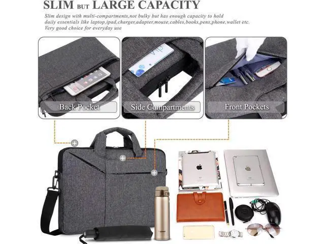 Alt view image 2 of 7 - Laptop Bag 15.6 Inch Water Resistant Briefcase Shoulder Messenger Bag Water Repellent Laptop Bag Satchel Tablet Bussiness Carrying Handbag Laptop Sleeve for Macbook Computer Notebook Women and Men