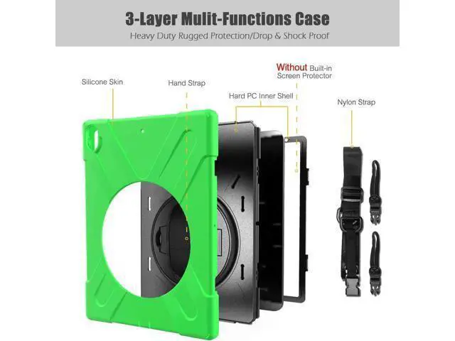Alt view image 6 of 7 - iPad Pro 12.9 Case 3rd Gen 2018 Heavy Duty Shockproof Protective Case Cover with 360 Degree Rotating Kickstand / Adjustable Hand Strap and Carrying Shoulder Strap for iPad Pro 12.9 3rd Generation