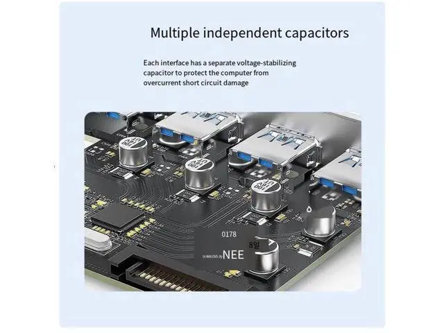 Alt view image 2 of 5 - UGREEN PCIE to 4xUSB 3.0 expansion card and 4-pin to 15-PIN cable desktop motherboard adapter expansion panel