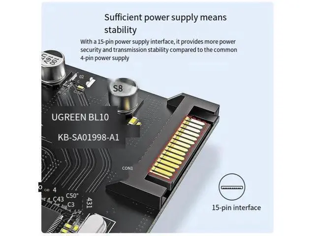 Alt view image 3 of 5 - UGREEN PCIE to 4xUSB 3.0 expansion card and 4-pin to 15-PIN cable desktop motherboard adapter expansion panel