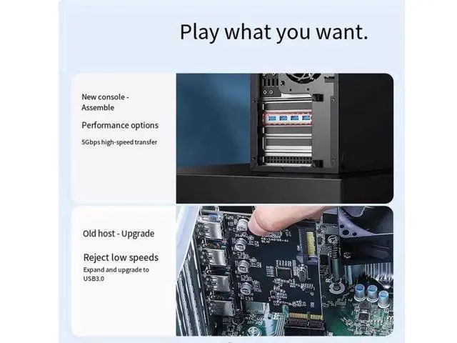 Alt view image 4 of 5 - UGREEN PCIE to 4xUSB 3.0 expansion card and 4-pin to 15-PIN cable desktop motherboard adapter expansion panel