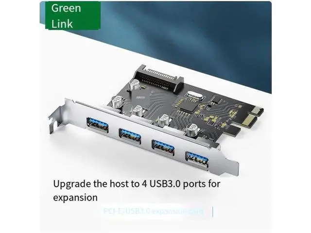 Alt view image 5 of 5 - UGREEN PCIE to 4xUSB 3.0 expansion card and 4-pin to 15-PIN cable desktop motherboard adapter expansion panel