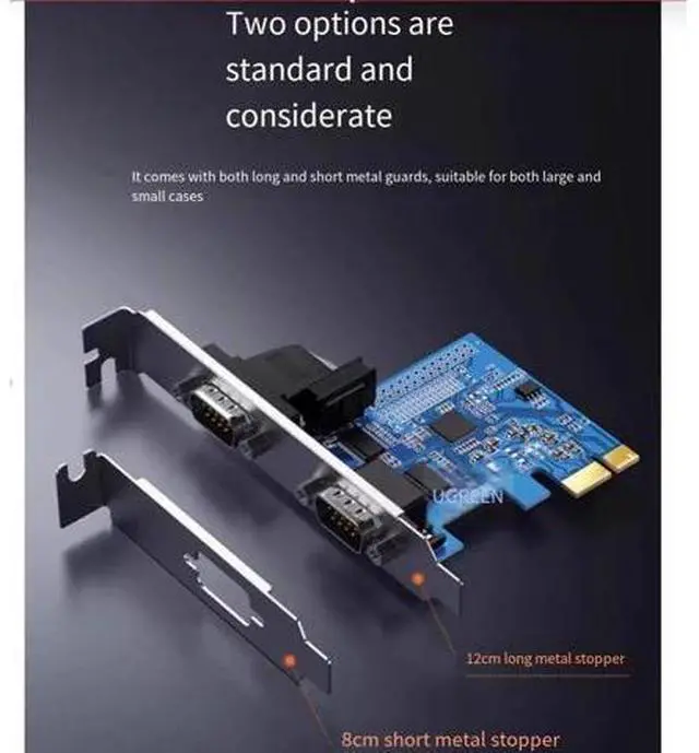 Alt view image 4 of 6 - UGREEN PCIE-E to RS-232 serial port expansion card COM port desktop computer host adapter card 9-pin DB9 industrial control